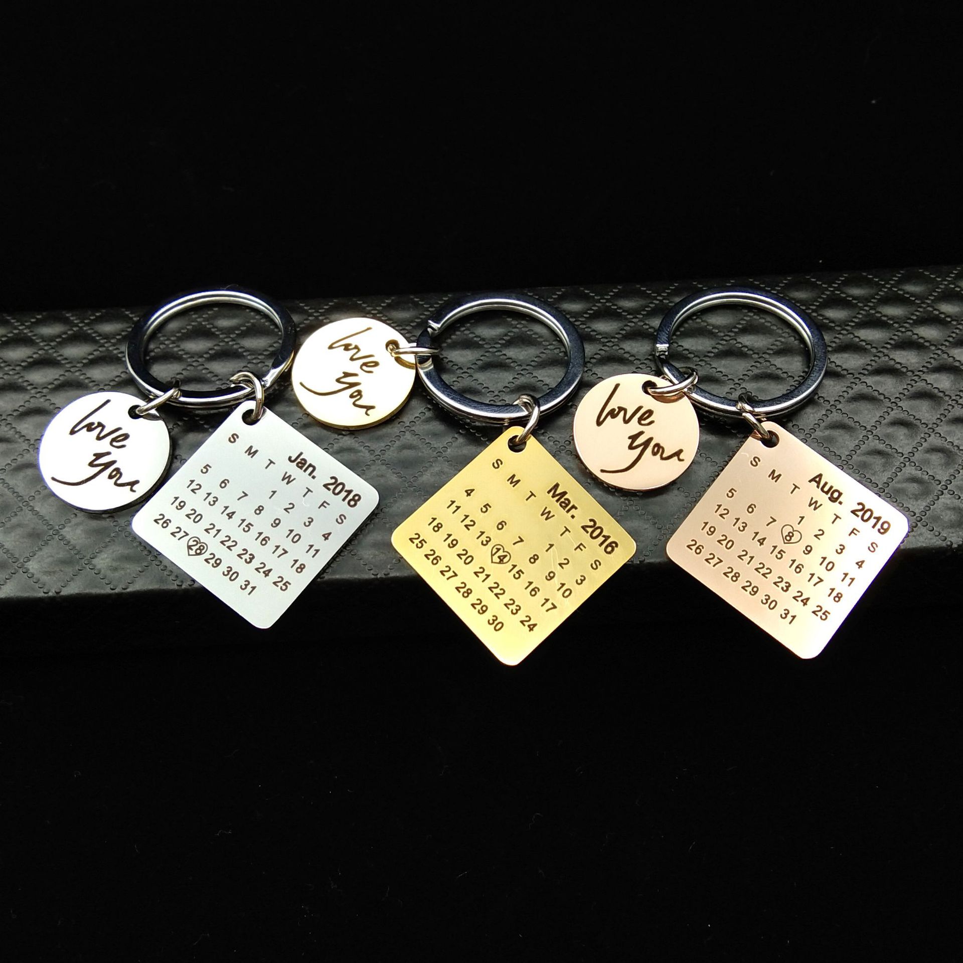 Personalized Calendar Keychain - Black
