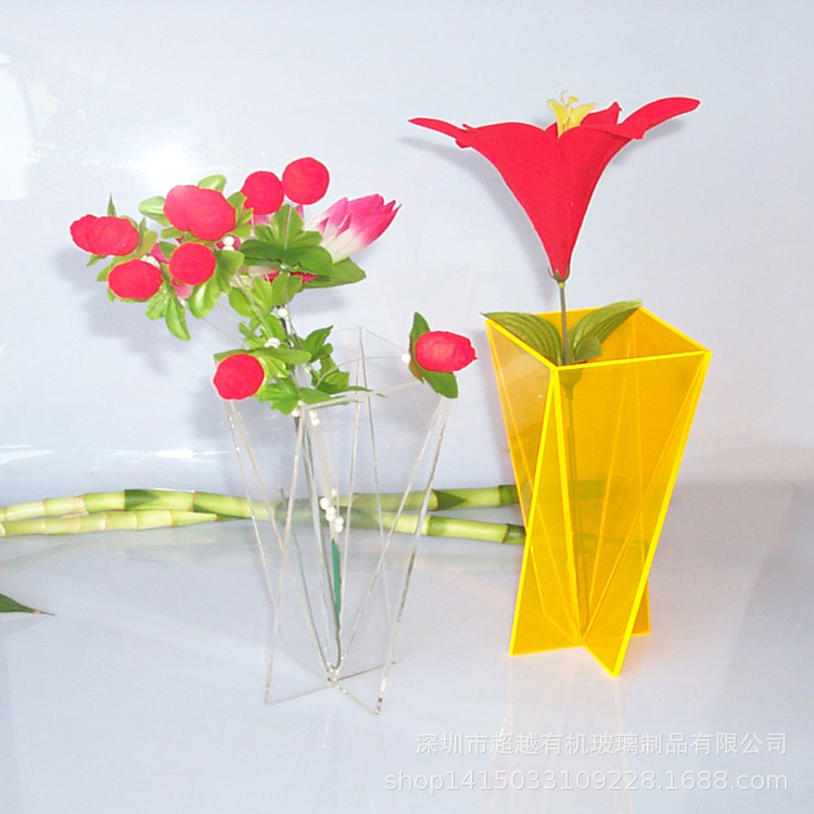 彩色亚克力花瓶北欧简约装饰创意实用桌面摆件插花水培水养绿植
