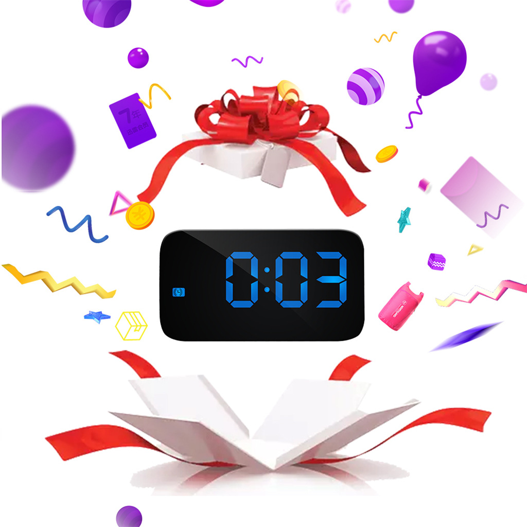 Reloj despertador con espejo LED controlado por voz