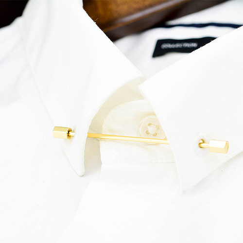 Snail craftsman hexagonal column shirt corner button spiral tie stick men's one-line collar pin jewelry Korean version manufacturer supply