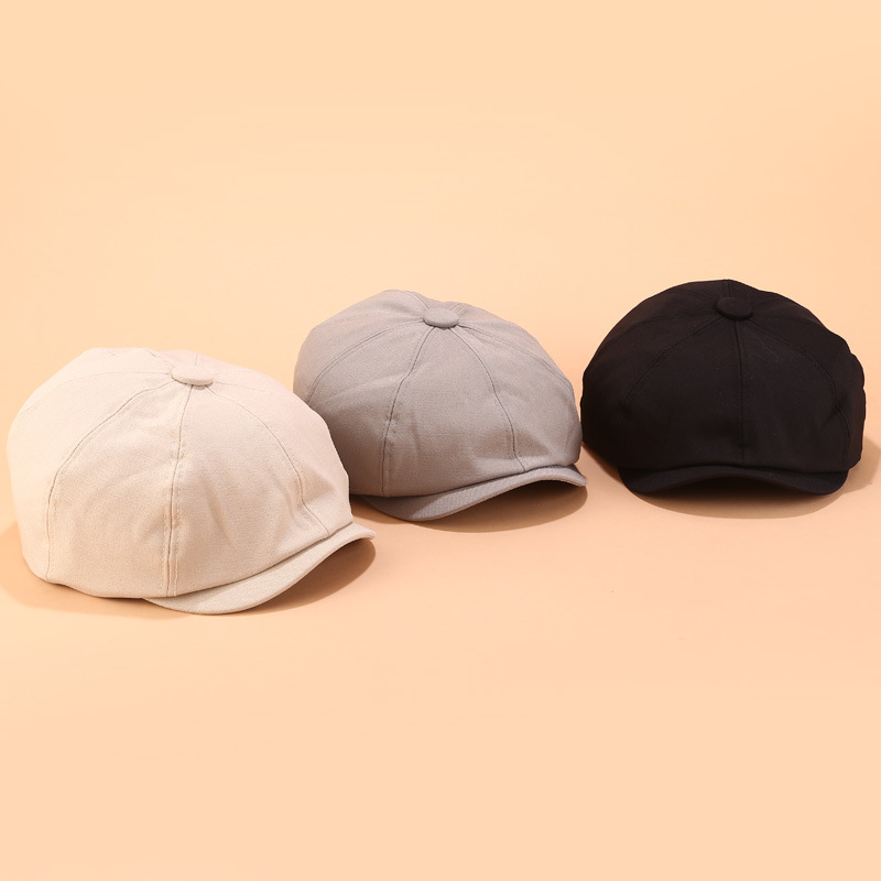 Boina estilo pico de pato 2025 para mujer, gorra versátil de color liso para hombre, sombrero octogonal informal y versátil, sombrero de artista sencillo.