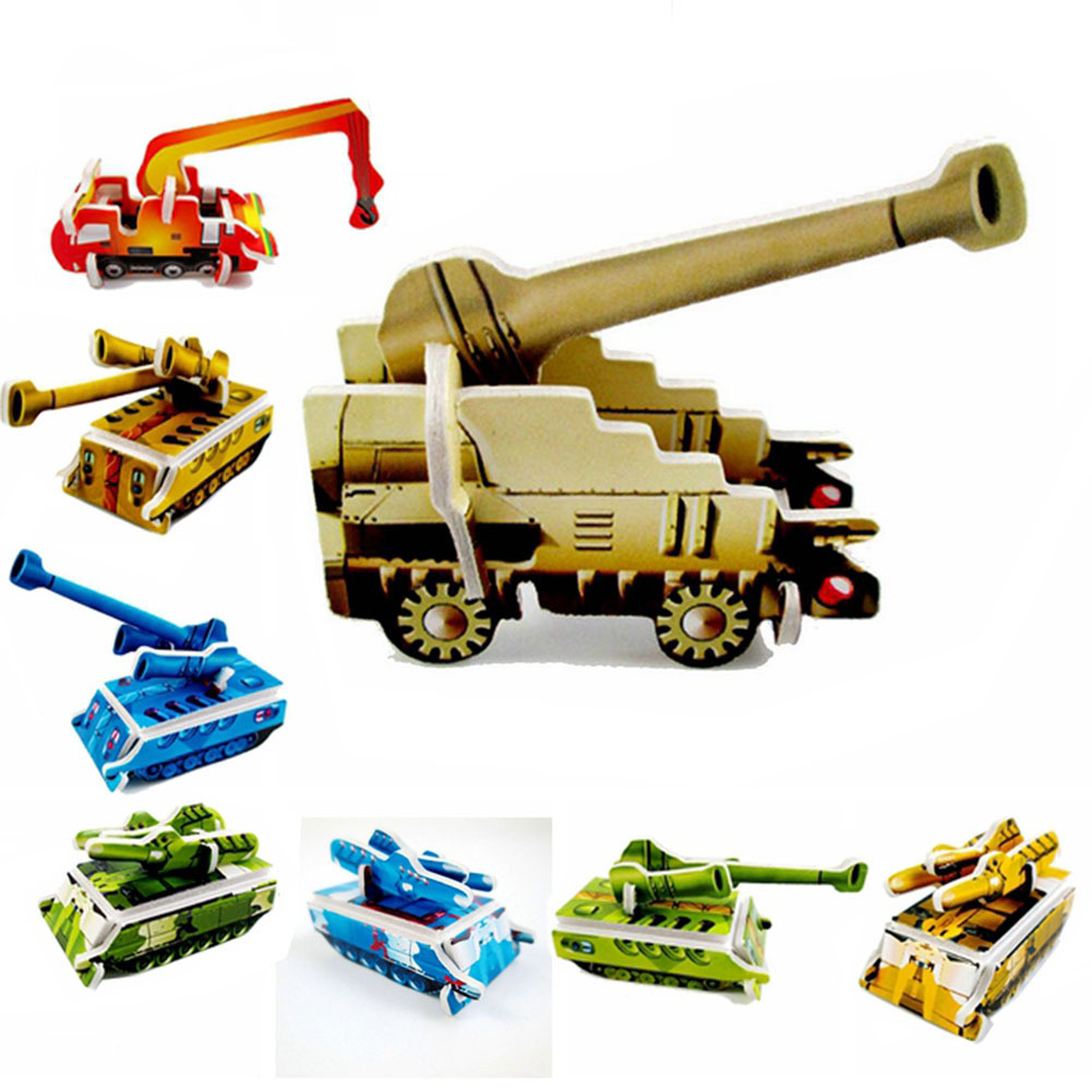 儿童纸质3D立体拼图坦克战车军事模型立体小拼图玩具礼品外贸