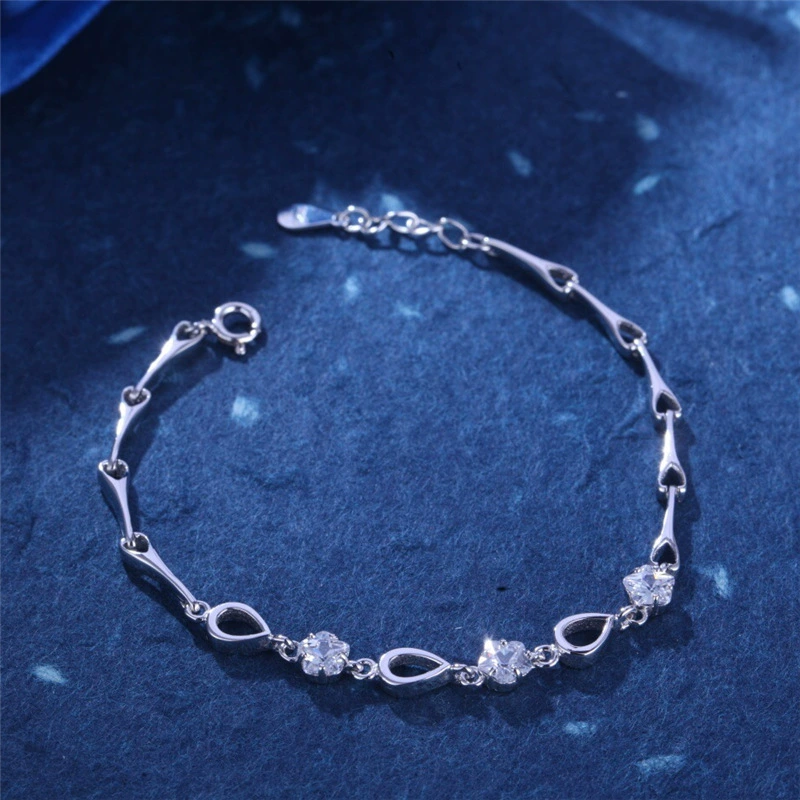 Серебряный браслет, модная вставка из камня, цирконий, образец серебра 925, корейский стиль, городской стиль, яркий запоминающийся стиль