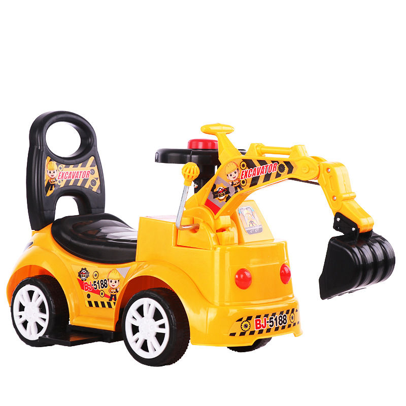 Excavadora eléctrica personalizada para niños excavadora de cuatro ruedas carro de ingeniería de deslizamiento con luces y música