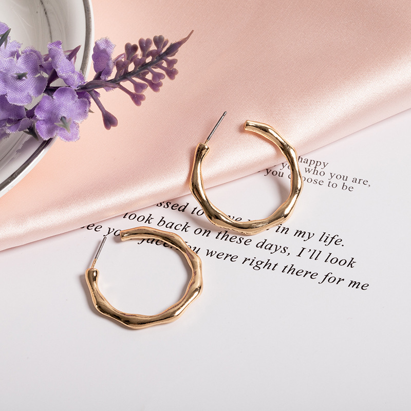 Korean New Retro C-shaped Earrings Fashion Trend Style Alloy Creative Semicircular Earrings Wholesale Nihaojewelry display picture 4