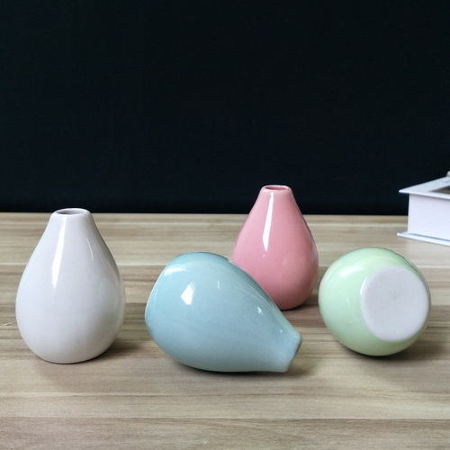 Ceramic Aroma Craft Small Vase Creative Home Decor Mini Simple European Pink White Blue Green