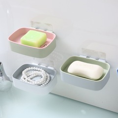 Hole-free smiling double-layer soap holder, wall-mounted draining soap dish, bathroom soap storage rack