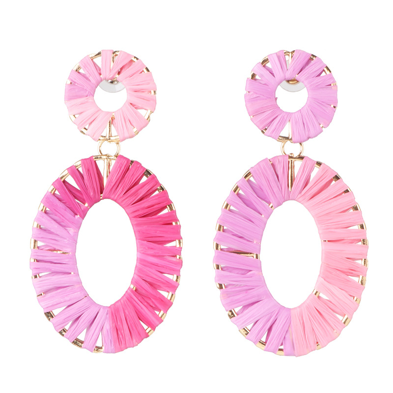 Earrings Jewelry Alloy Dyed Color Rafia Weave Female Earrings Geometric New Style display picture 10