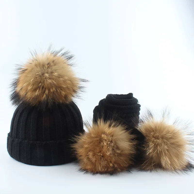 Winter children's scarf, hat, knitted woolen keep warm set, increased thickness