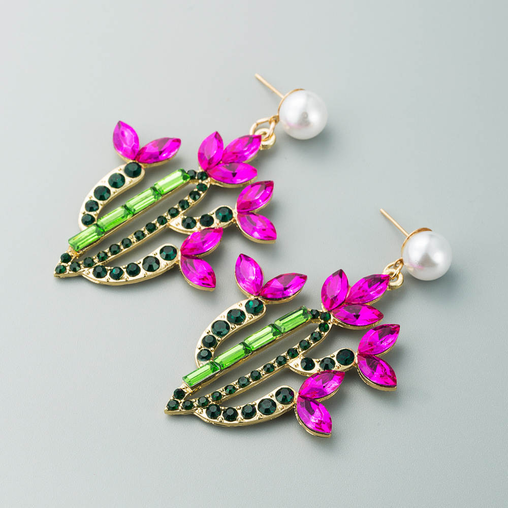 Mode Kaktus Einbrennlack Legierung Künstliche Edelsteine Ohrringe display picture 13