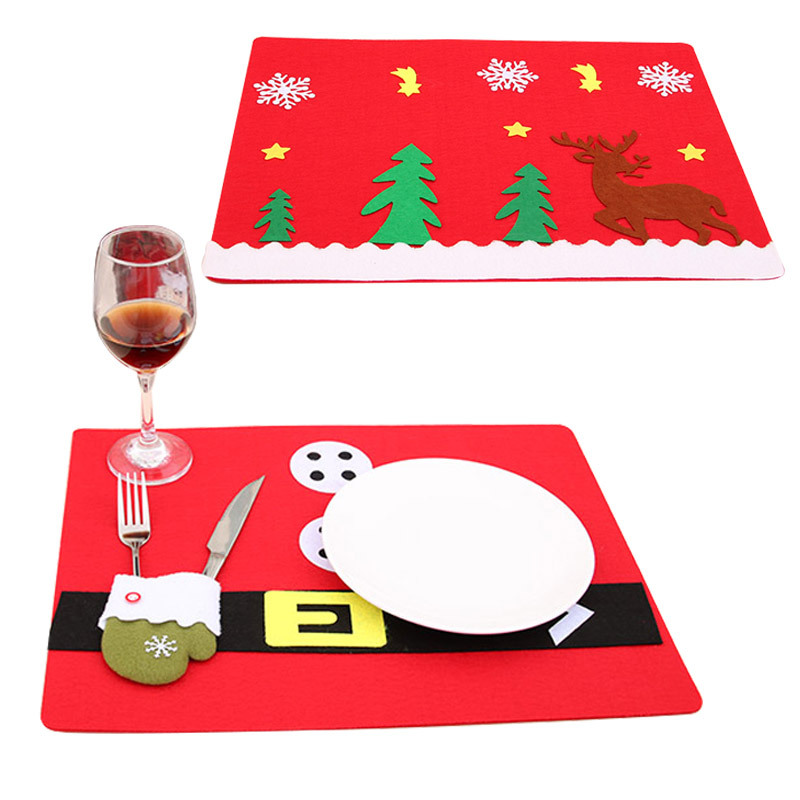 Nueva Navidad vajilla estera Navidad cuchillo y tenedor estera Navidad suministros para el hogar decoraciones de escritorio de Navidad