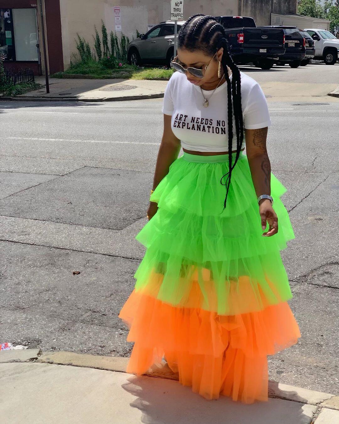 Amazon's Hottest Multi-Color Mesh Cake Skirt Sexy and Fashionable European and American Skirt