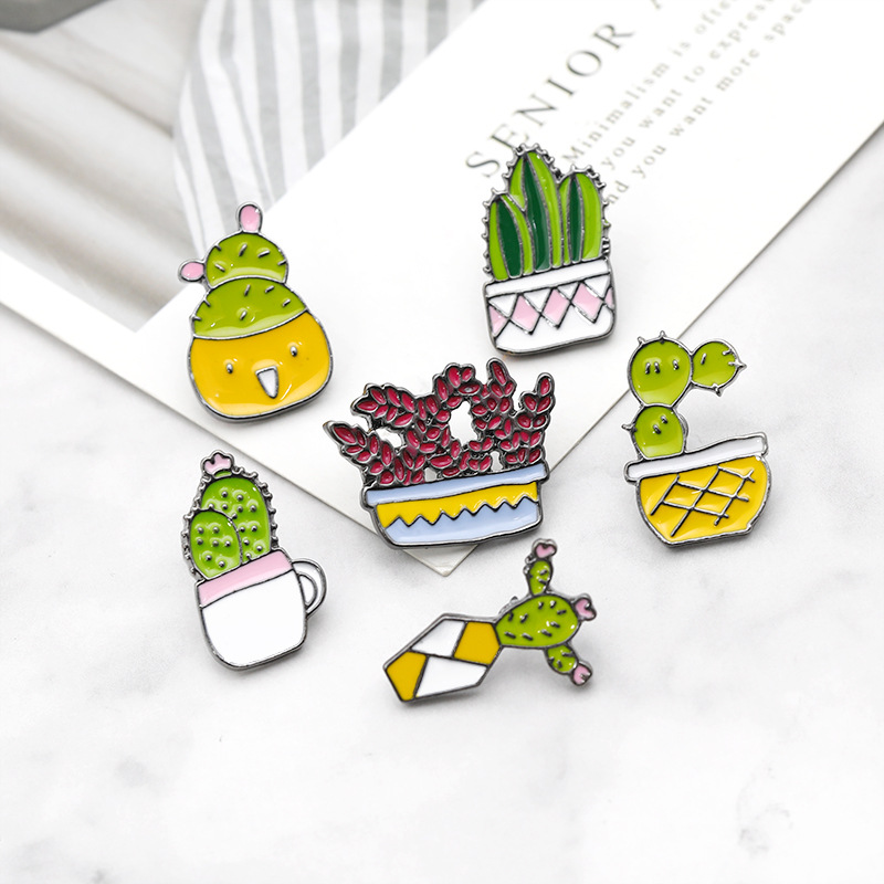 Fashion Cactus Alloy Enamel Women's Brooches display picture 4