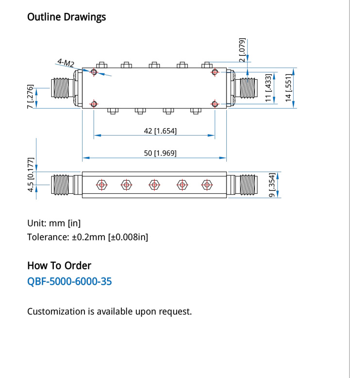 专业 5-6G带通滤波器 带阻滤波器 精度高低衰减反应迅速交期快