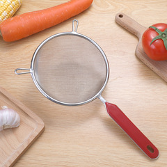 304 stainless steel double handle red plastic handle filter net strainer for hot pot deep frying scoop kitchen small tools