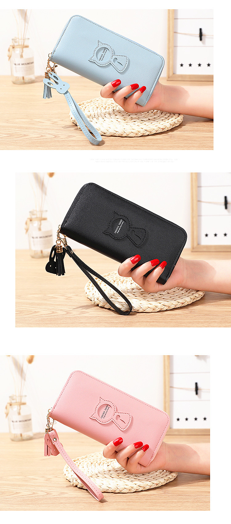 Women's Solid Color Pu Leather Zipper Wallets display picture 2