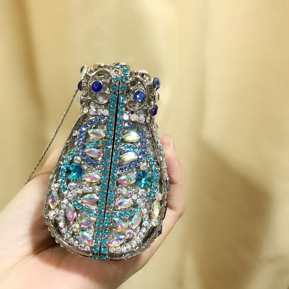 Streetwear Style Square Shape Rhinestone Metal Geometric Square Evening Bags
