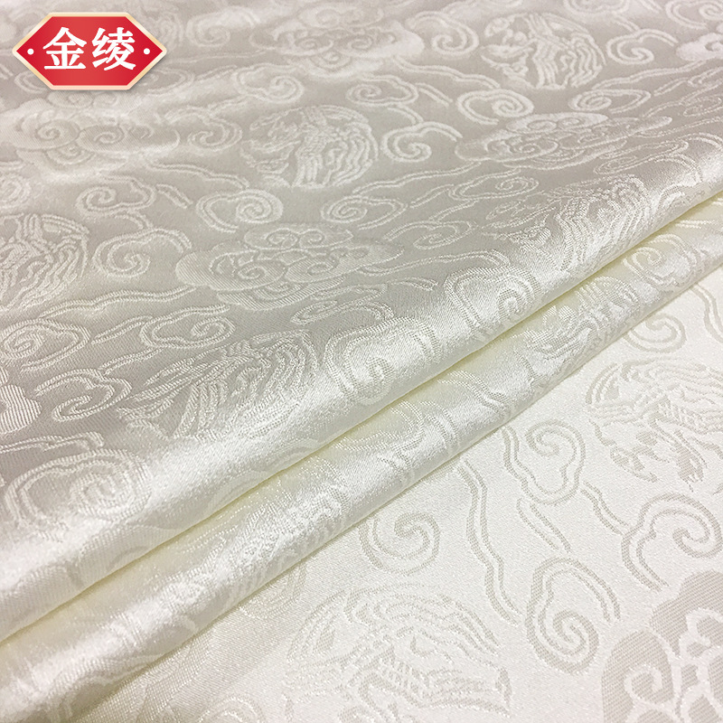 高密色织四合云纹鹤纹仿古纹样提花布料可绣花印花手工梭织面料