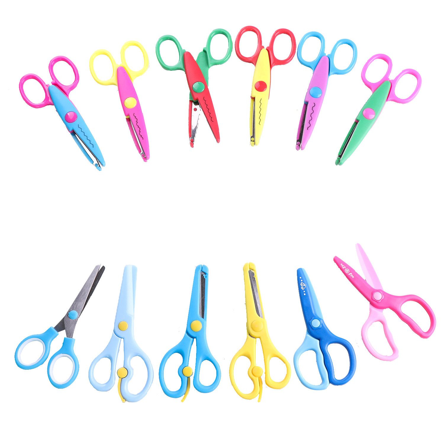 1 tijeras de los niños de seguridad tijeras artesanales cabeza redonda papel corte encaje onda tijeras cabeza redonda no hacer daño mano tijeras