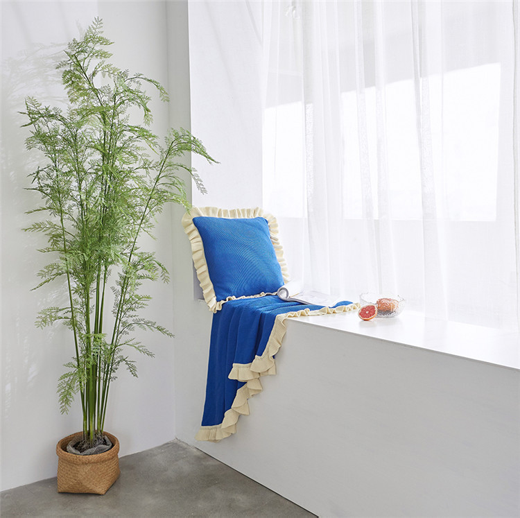 Lehká luxusní severská jednoduchá celobavlněná černá keprová deka do hotelové ložnice, vlněná deka, povlečení_voghion.com