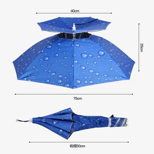 Factory direct sales sun protection umbrella hat fishing parasol double layer breathable windproof umbrella hat tea picking umbrella for children and adults