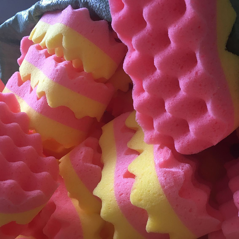 新款洗车工具 波浪8字洗车海绵 汽车洗车高效发泡复合海绵块