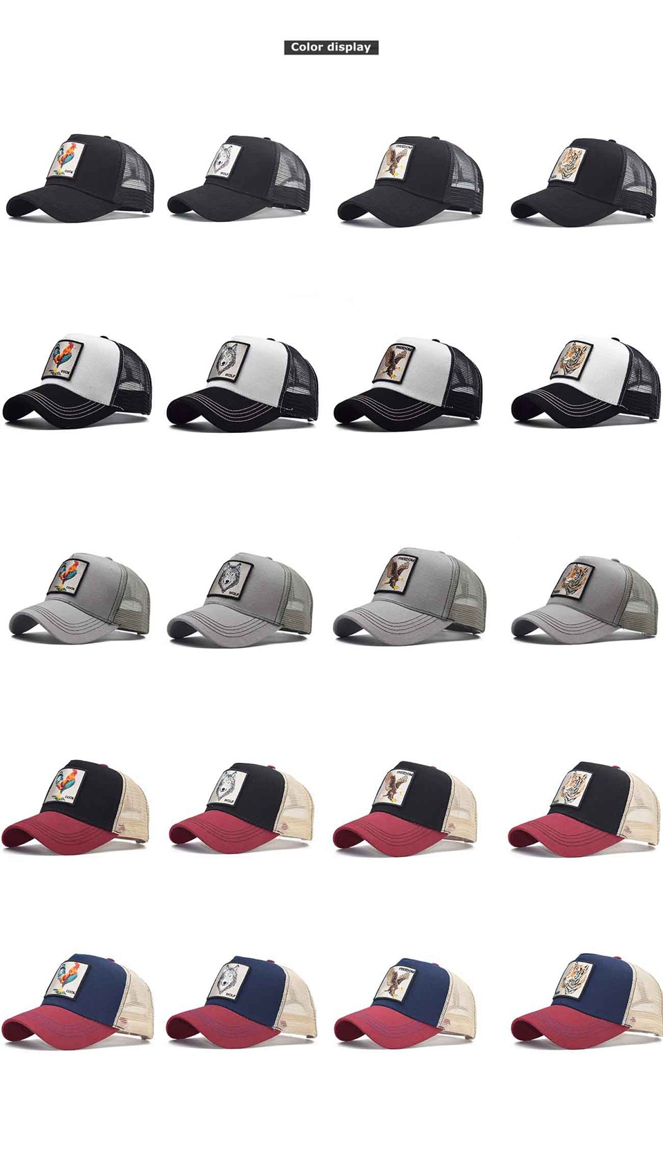 Vyšívaná zvířecí bavlněná síťovaná čepice Dámská baseballová čepice Pánská outdoorová sportovní čepice Kachní čepice_voghion.com