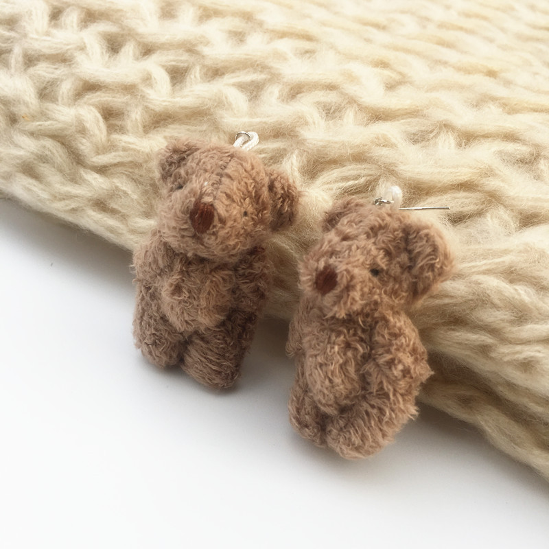Daily Occasion Plush Material 1 Pair Cute Animal Bear Panda Plush Women'S Drop Earrings