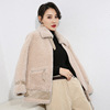 2019 Haining Autumn and winter new pattern reunite with Fur integrated Women's wear grain Medium and long term Lambswool Velvet Jacket