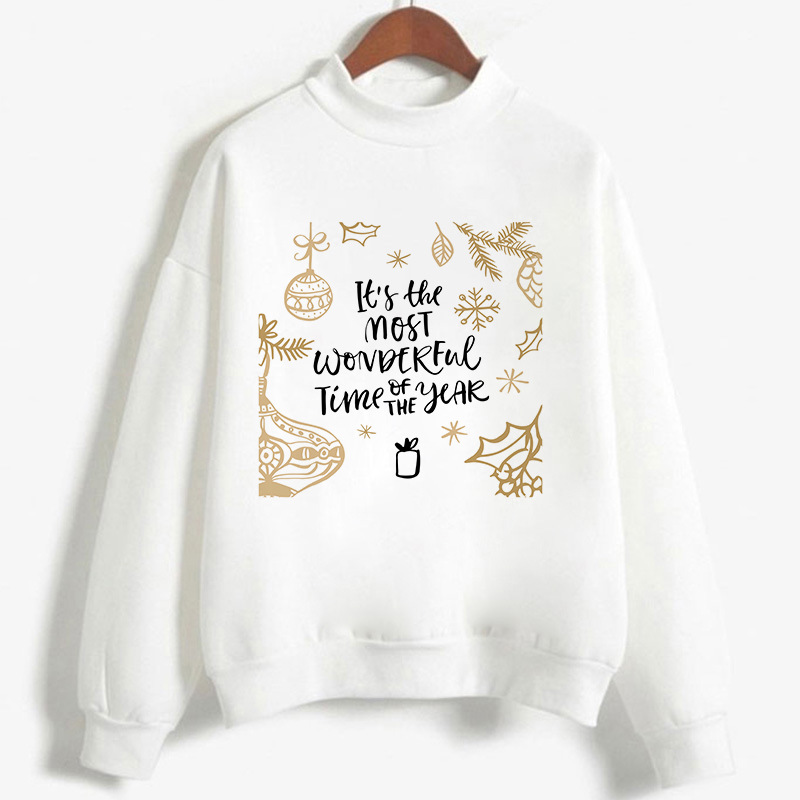 Merry Christmas Greetings High Neck Long Sleeve Sweater NSYKD62970