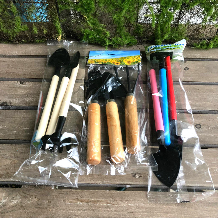 Jardinería pala de tres piezas suculentas jardín flor herramienta de plantación mini pote traje al aire libre manual planta flor plantación