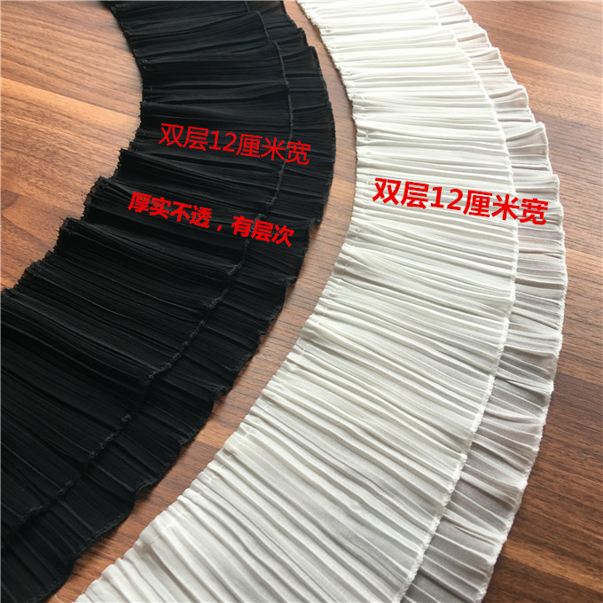 13 cm wide double -layer soft chiffon lace lace lace pleated cuffs…