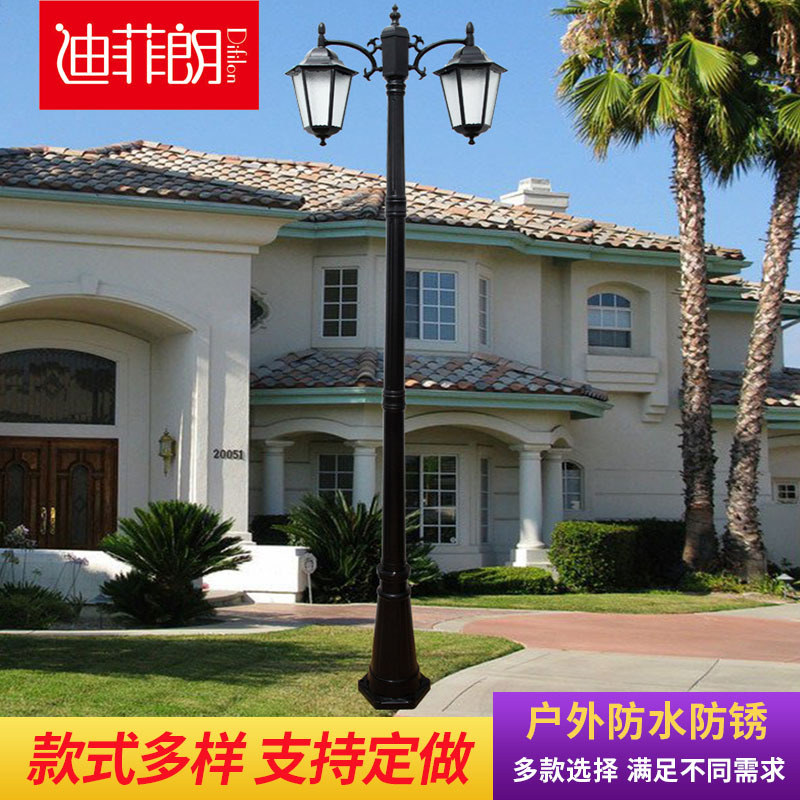 庭院灯户外防水复古欧式灯 六角别墅花园灯LED高杆景观灯定制批发