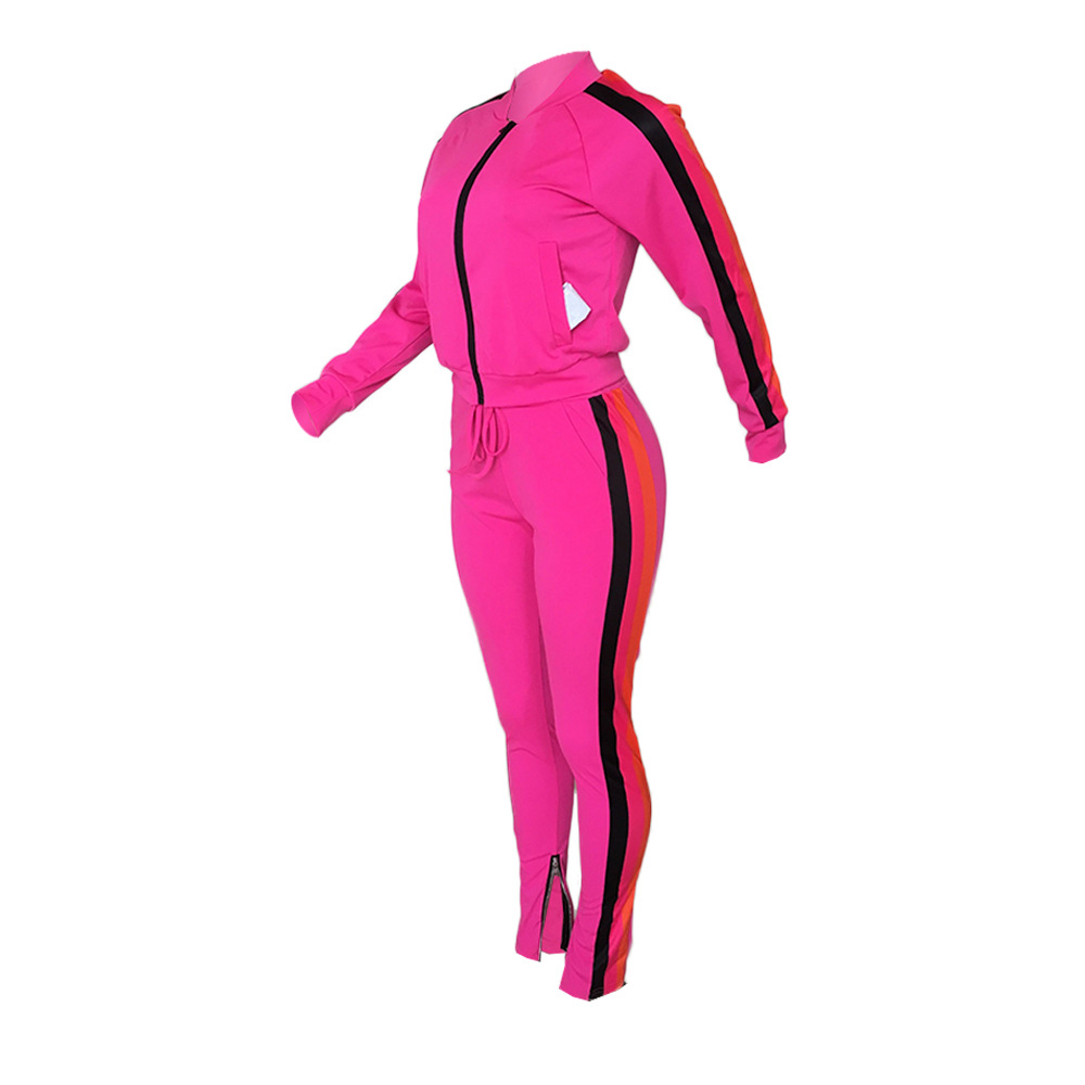 Hot Pink Side Striped Two Piece Slit Bottom Sweatsuits US 10.13 www