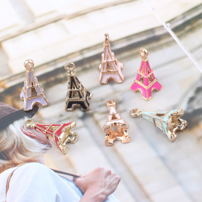 Tower Pattern 10 PCS/Package Metal Tower Pendant Charms Bracelets Jewelry Accessories