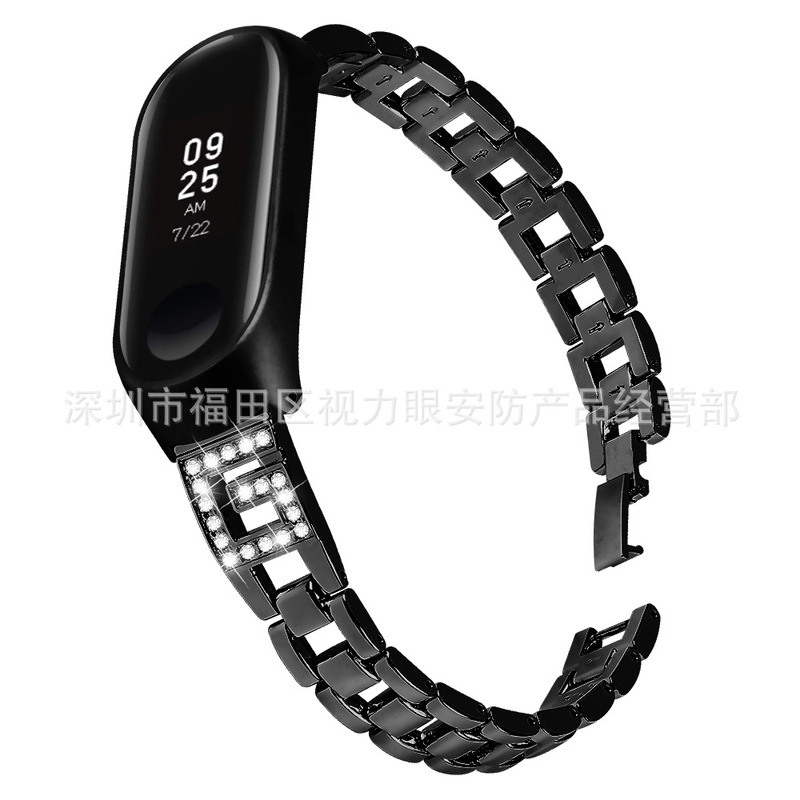 For Samsung galaxy fit-e R375 Strap Rhinestone Stainless Steel Metal G-shaped Diamond + Case