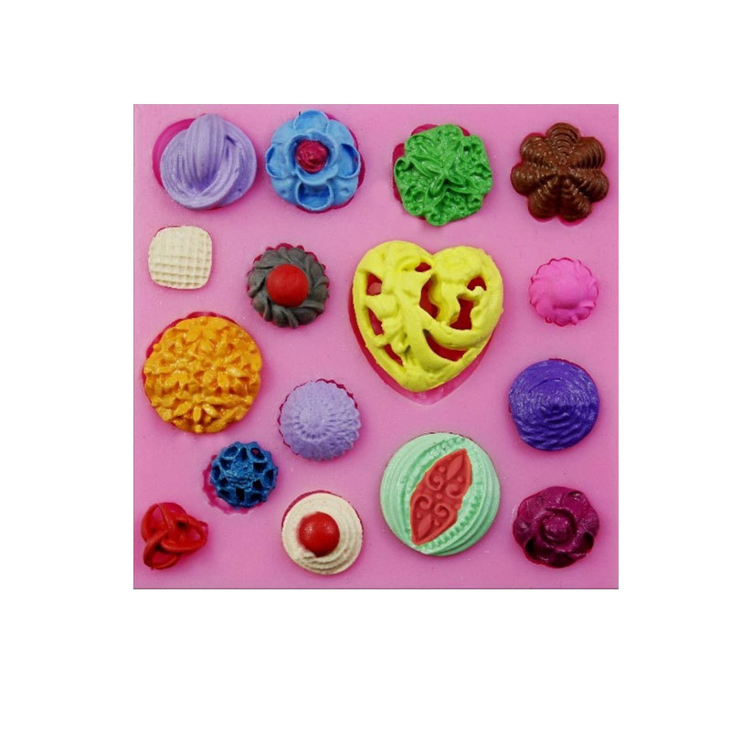 DIY烘焙翻糖模具多种形状纽扣压模 巧克力蛋糕硅胶粘土陶泥工具