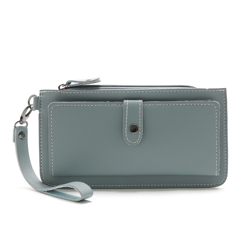 116g Weight Zipper Closure Type Business, Travel Occasion Pu Leather Material Solid Color Pattern Women'S Gender Square Shape Light Grey, Dark Grey, Rose Red, Pink, Red, Green, Blue, Gold, Black Color Fashion Multi-function Zipper Multi-card Buckle Wallet 30