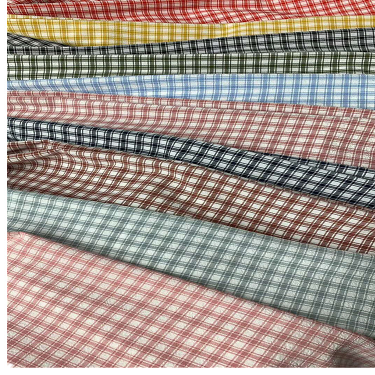 厂家现货供应 泡泡格子 四面弹力格 衬衫格子布 休闲格子布服装布