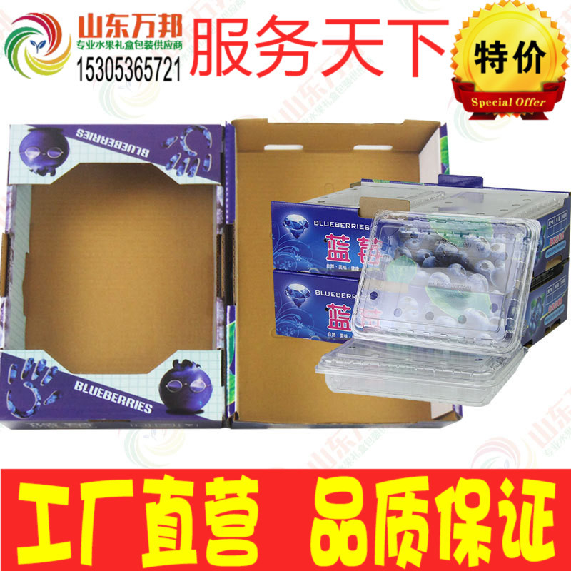 2蓝莓托盘堆码展示盒包装纸箱通用手提水果礼品物子6树草开口塑料
