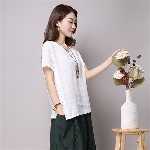 Cotton-linen T-shirt Short-sleeved Summer Dress