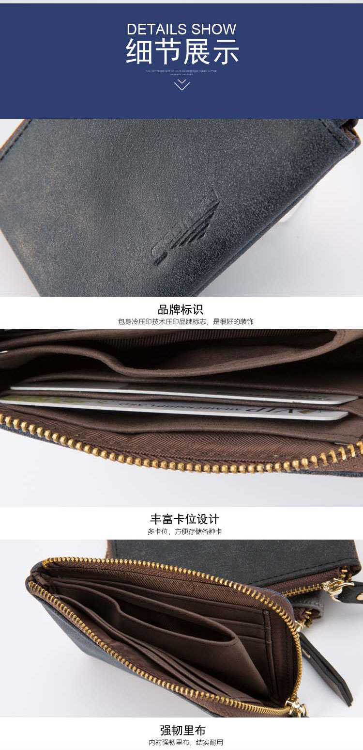 Men'S Gender Square Shape Light Grey, Navy Blue, Dark Grey Color Medium Size Pu Leather Zipper Coin Purse Small Wallet Multi-function Coin Bag Earphone Bag