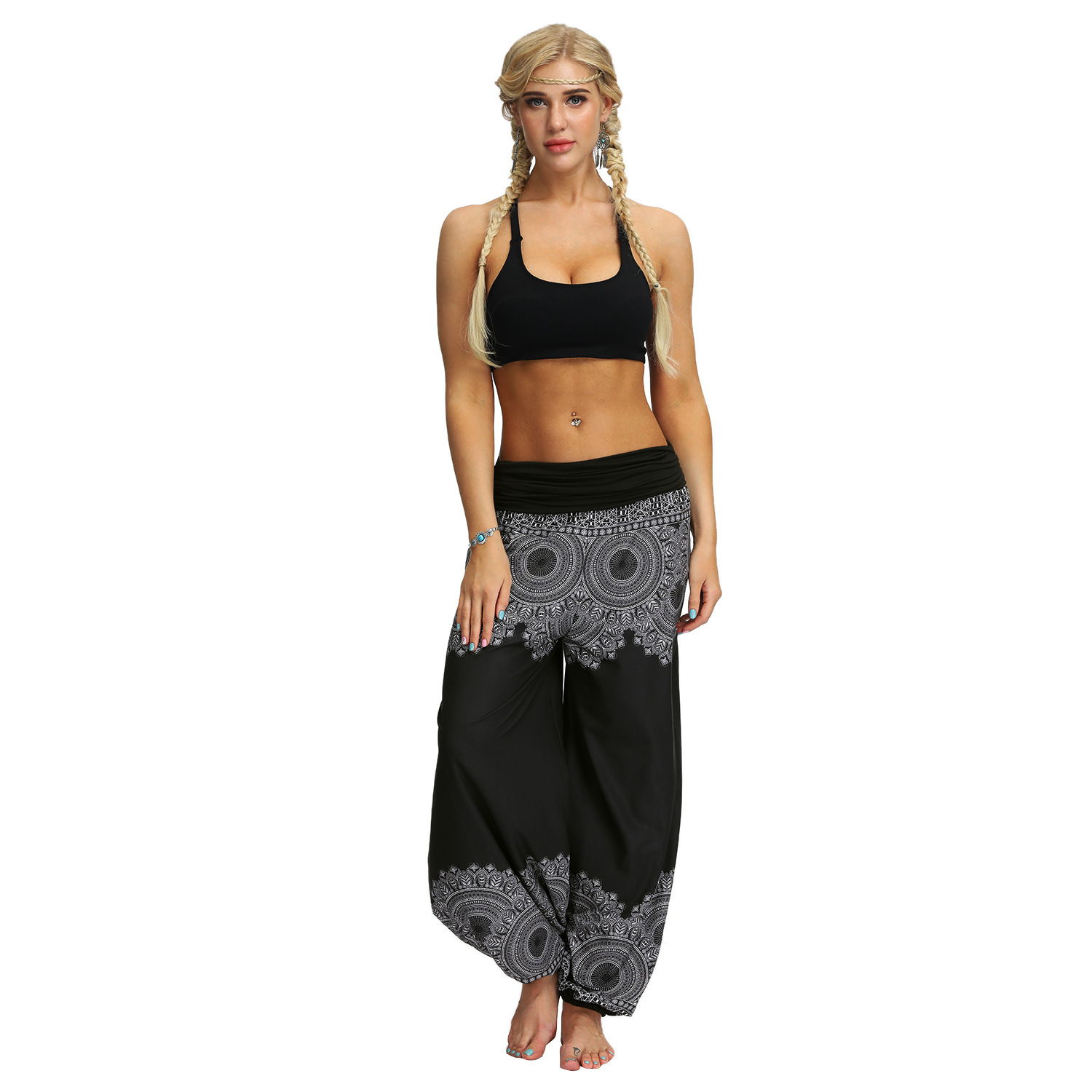 Printing Feather Fitness Yoga Casual Pants NSMDF67672