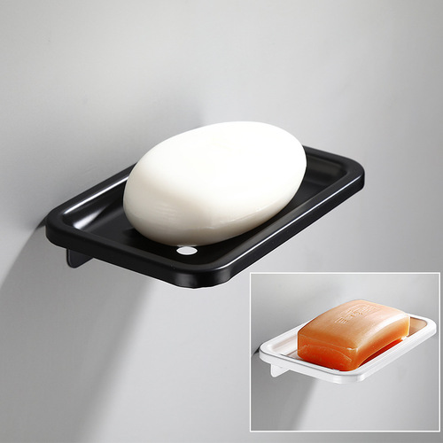 European black soap rack single dish space aluminum bathroom soap dish white hotel bathroom soap rack