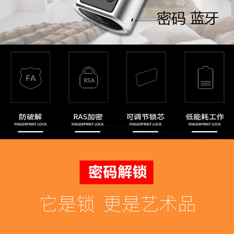 Micro Lock Smart Lock Core Fingerprint Password Lock Bluetooth Lock Home Only Change The Lock Core Upgrade Smart Lock Can Be A Piece Of Hair details Picture