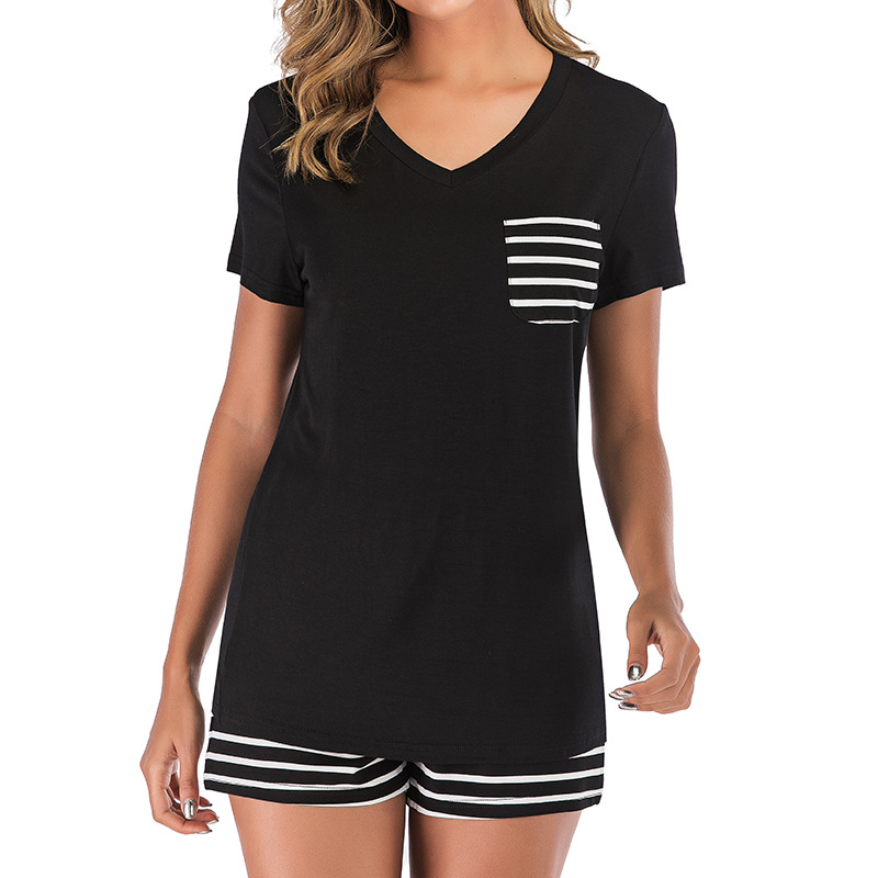 ChicShe 2025 European And American Women's Summer Striped Two-Piece Set New Modal Comfortable Homewear_voghion.com