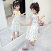 Children's slip dress, summer summer clothing, small princess costume, sleevless dress, Korean style, floral print