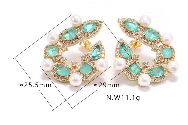 Boucles D&#39;oreilles En Cuivre Perle De Pierre De Style De Mode En Gros display picture 1