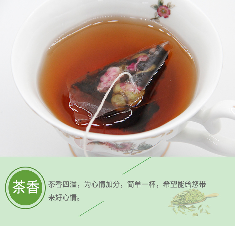 Rose Pu-erh Tea Bags Mei Gui Pu Er 三角茶包 Herbal Flower Tea Blend 45g Sugar Free specifications