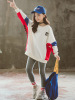 Children's set, demi-season sweatshirt, leggings, trousers, Korean style, suitable for teen
